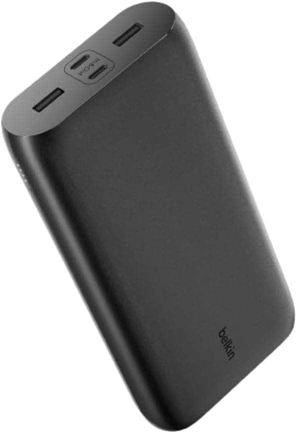 Belkin BoostCharge bateria externa de 4 portas, 26000 mAh, powerbank com portas USB-C e USB-A, USB-C Power Delivery, carregador portátil para iPhone 16, 15, 14, 13 e 12, iPad Pro, Galaxy S24, Pixel