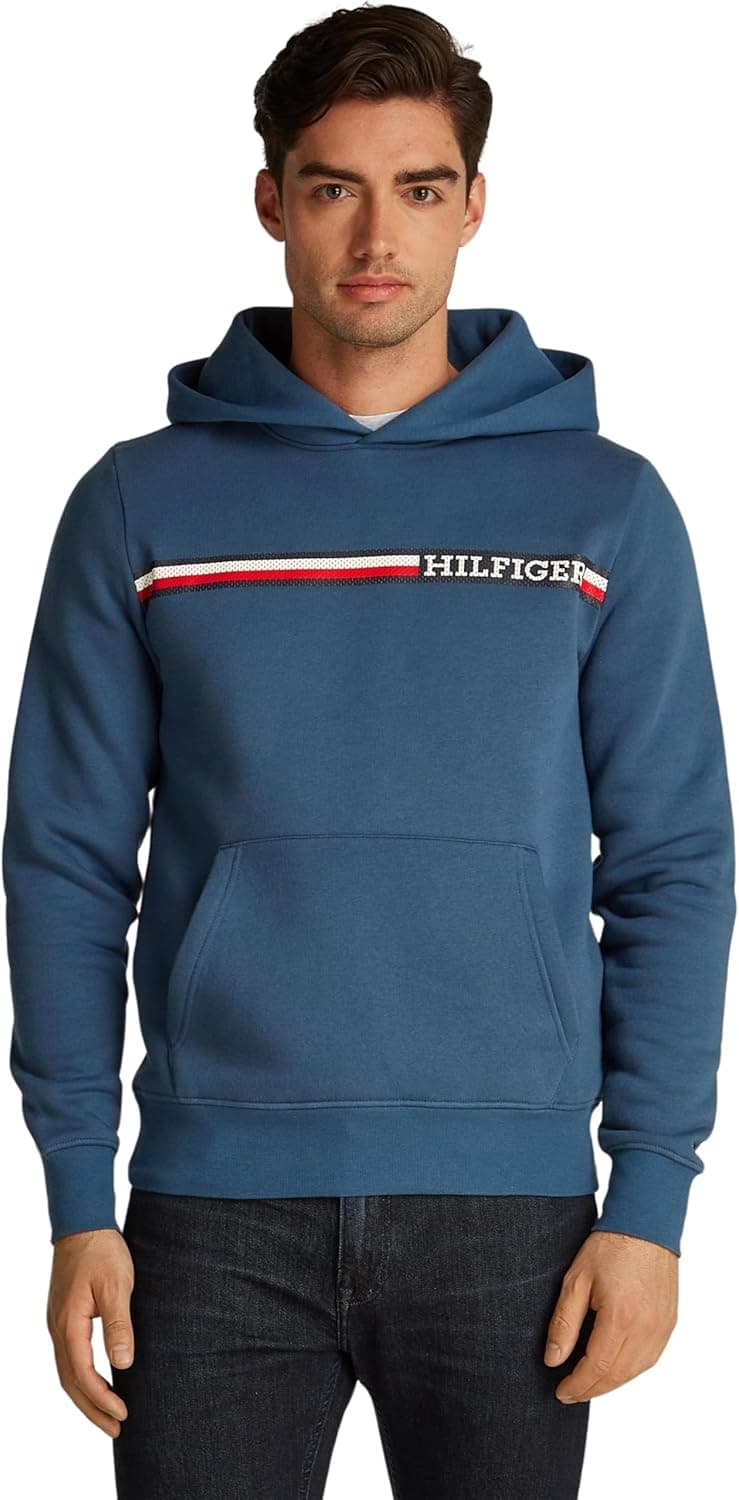 Tommy Hilfiger Hoodie Chest Stripe Camisola com capuz para homem