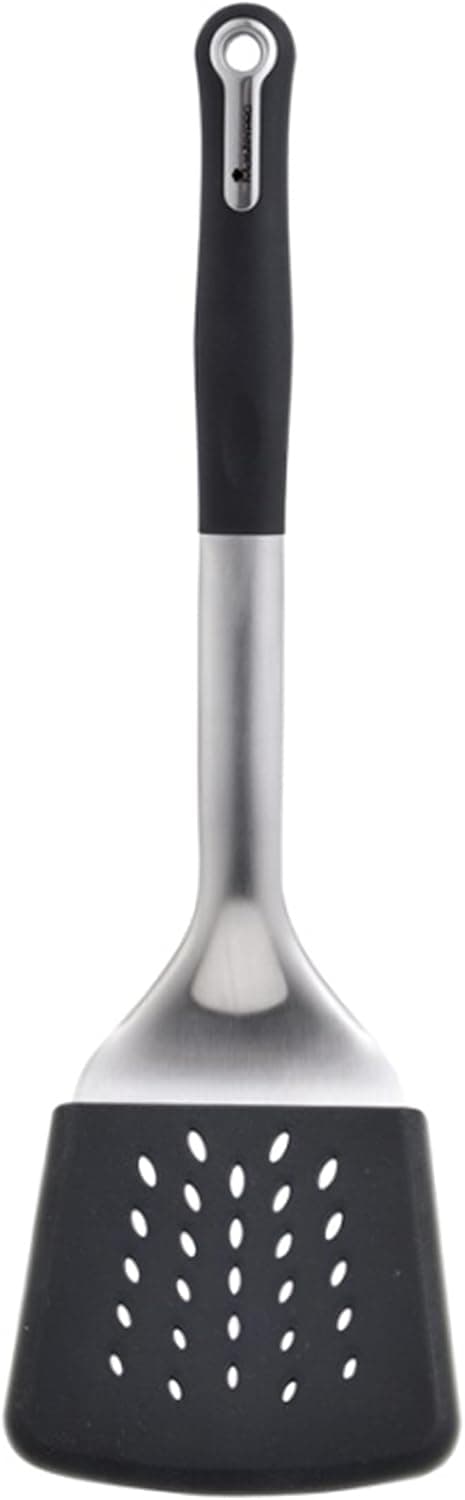 MasterPRO FOODIES COLLETION Espátula com ranhura 34,3 x 10,3 x 4,7 cm, aço inoxidável PBT anti-aderente resistente ao calor para guisados e guisados