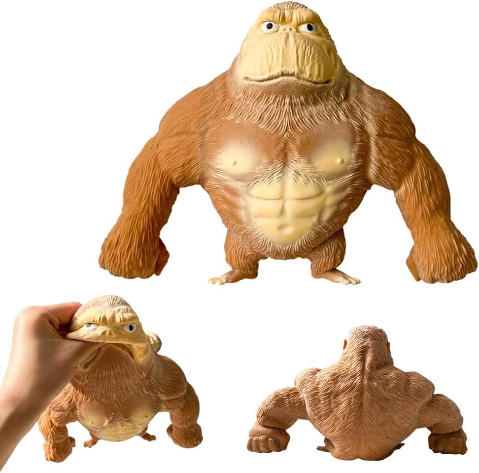 HOVCEH Squishy Monkey Toy, gorila castanho de esticar e esmagar, anti-stress