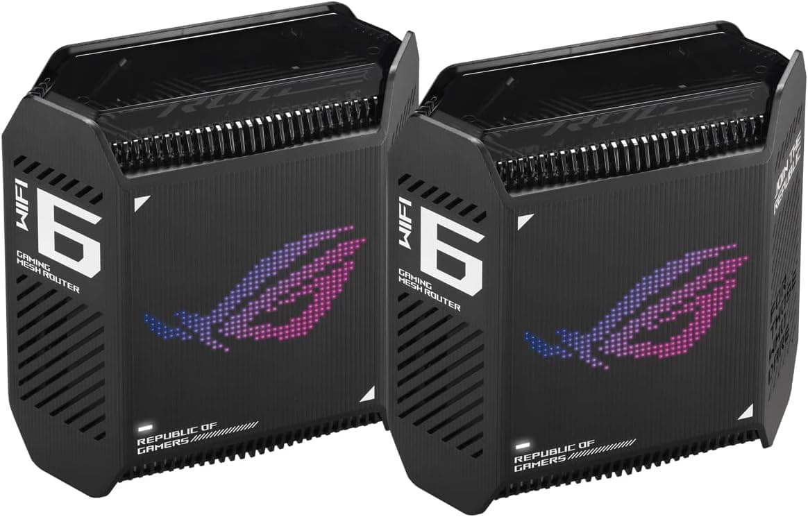 ASUS ROG Rapture GT6 | Sistema mesh Wi-Fi 6 tribanda para gaming com cobertura até 540 m² e 2 unidades