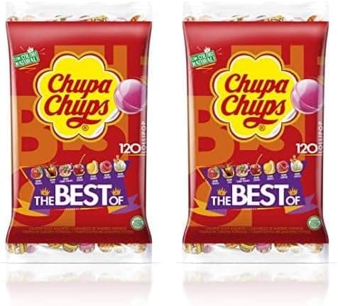 Chupa Chups Original caramelo com bastão, de sabores variados, 120 x 12 g (embalagem de 2)