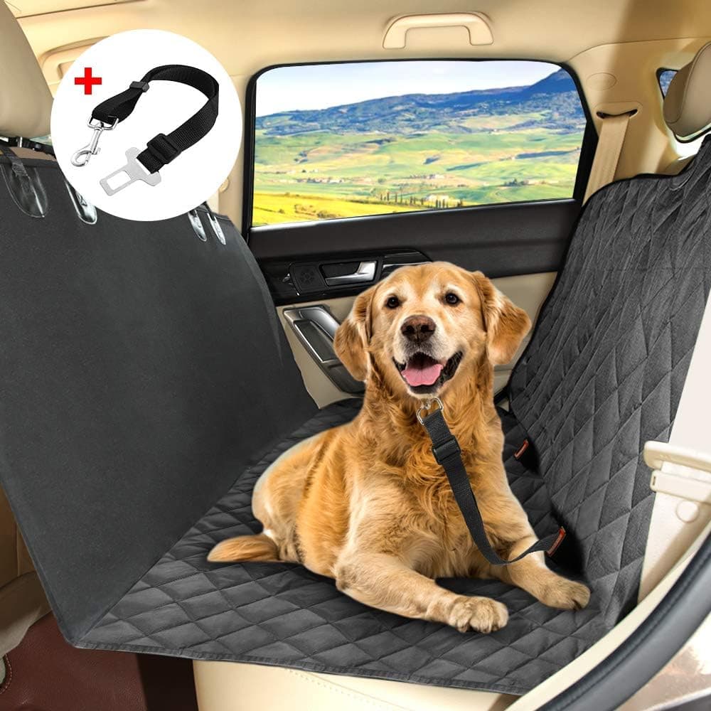 KYG Cubierta de Asientos de Coche Impermeable para Perros Protector de Mascotas Funda de Asientos Antideslizante y Comodo Manta Animal de Coche para Coche Camión SUV para Viajes Negro Básico