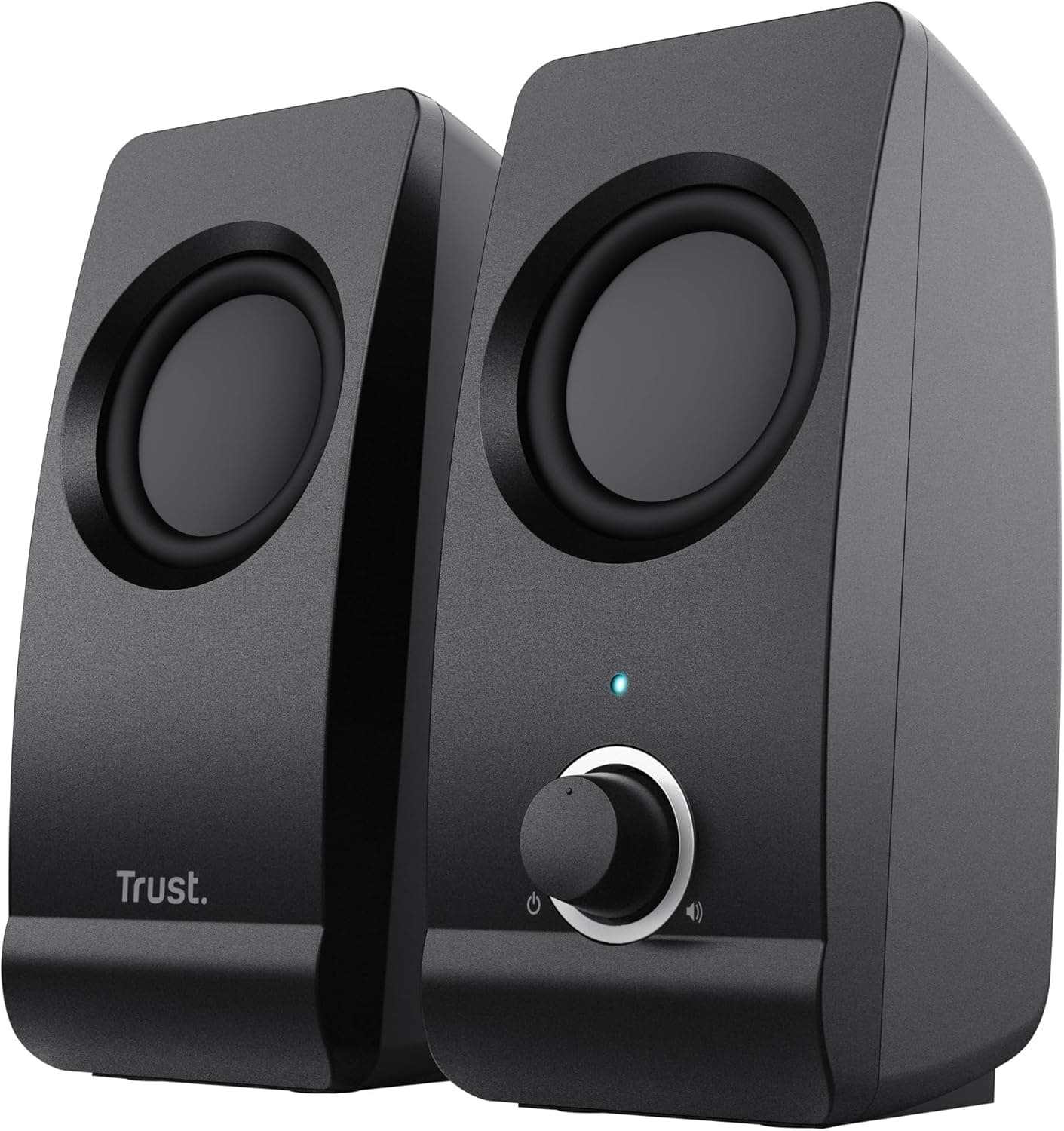 Trust Remo 2,0 Set de alto-falantes, jack de 3,5 mm, 16 W, 50 - 2000 Hz resposta frequente, sistema de colunas com fios USB para PC, computador, portátil, escritório - preto