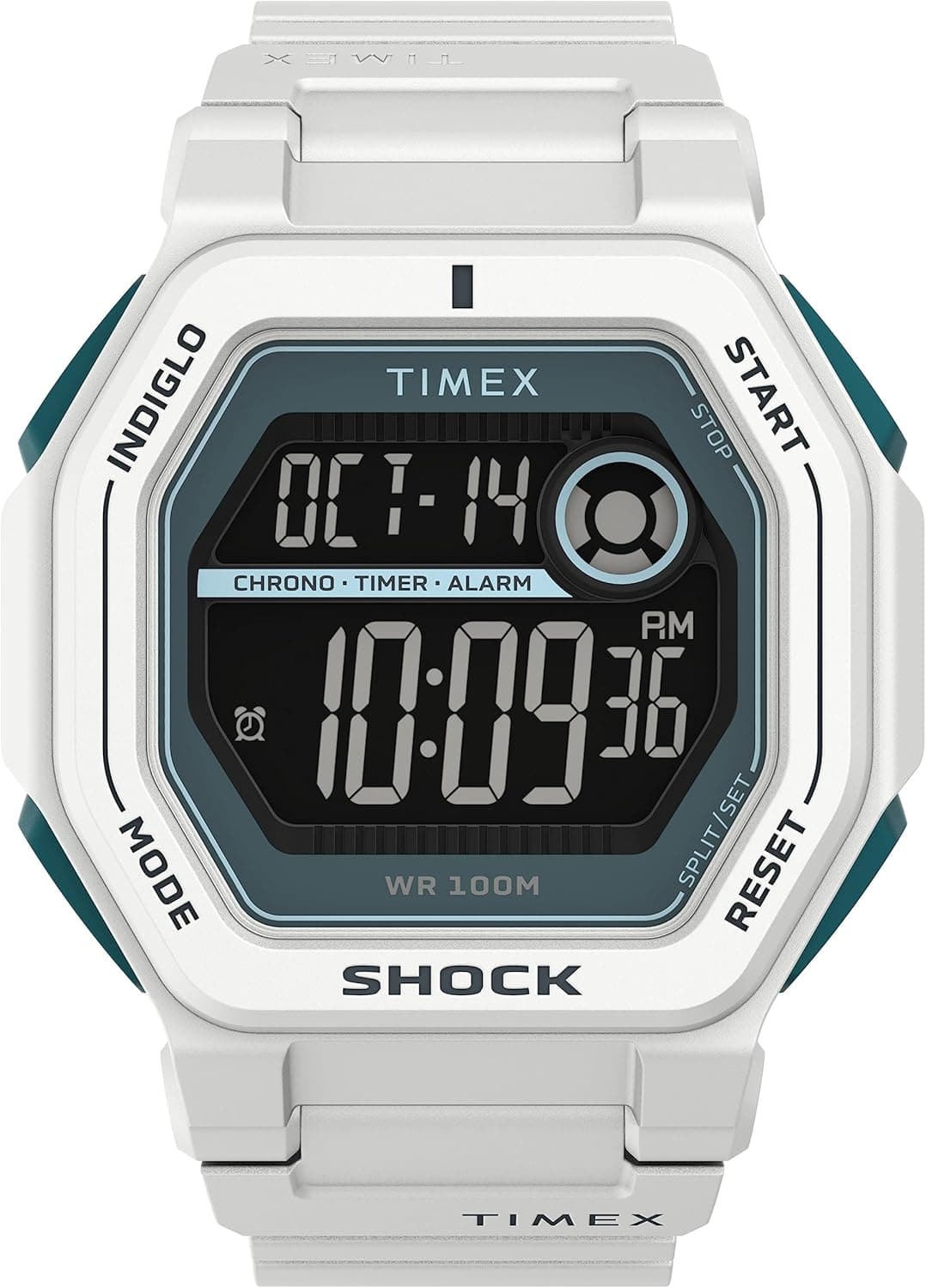 Timex Relógio digital para homem de quartzo com correia em plástico TW2V63600, Branco, pulseira