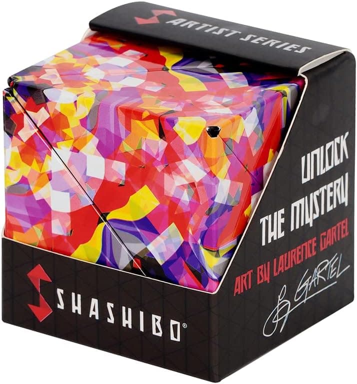 SHASHIBO Cubo Transformável - Cubo anti-stress patenteado e premiado com 36 ímanes de Terra Raras - Transforma em mais de 70 formas (Confetti)