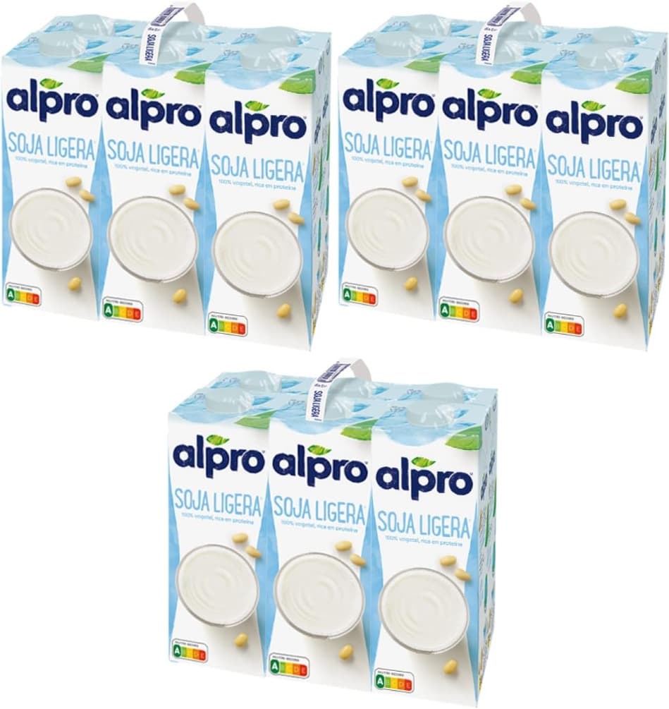 Alpro Bebida vegetal de soja leve, embalagem de 6 x 1 l