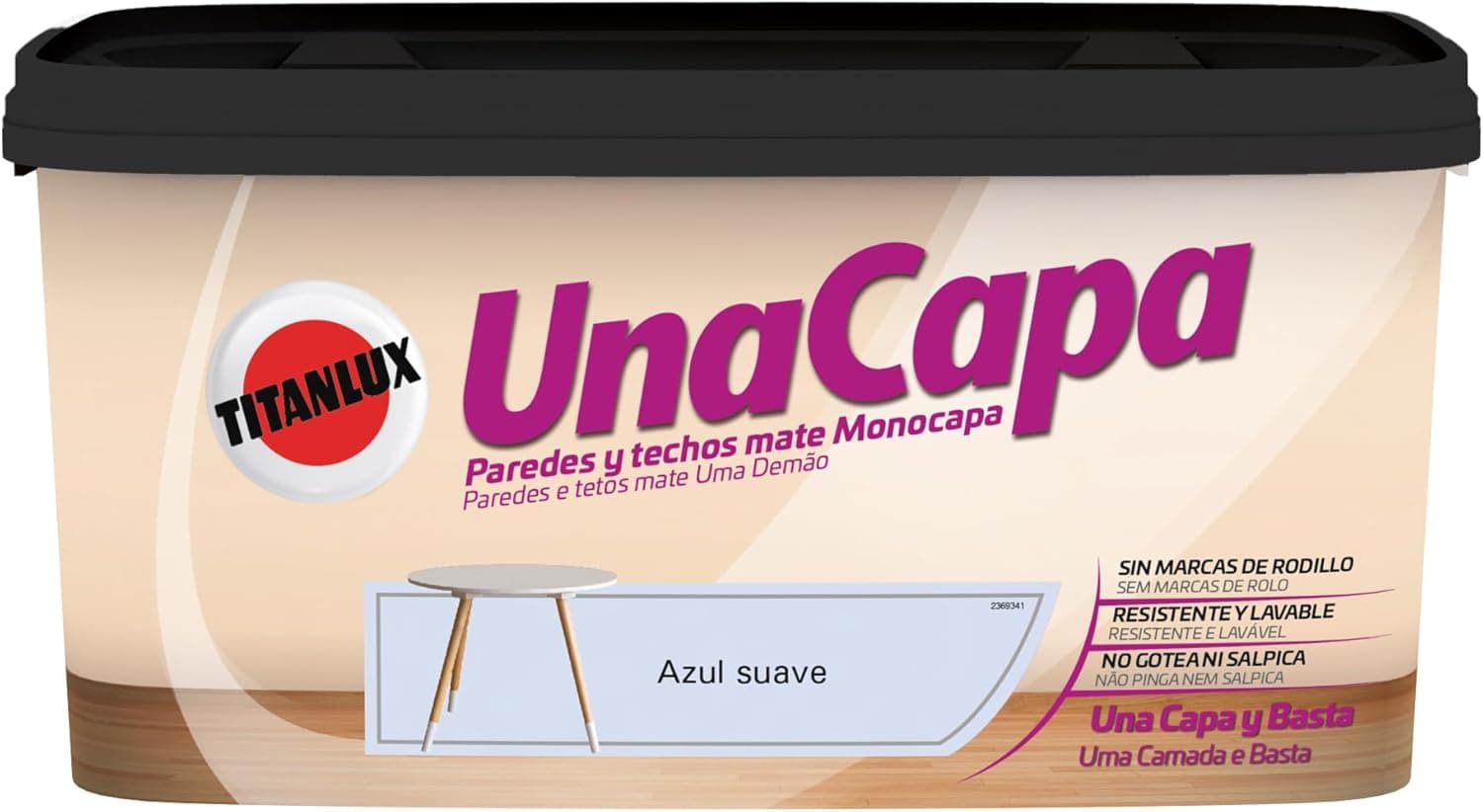 Titanlux Uma camada pintura para paredes azul suave 4 L