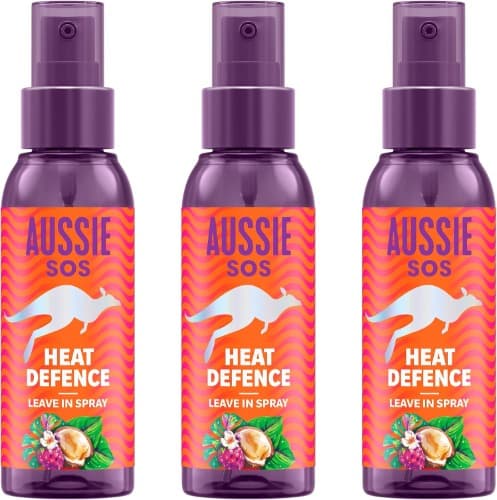 Aussie SOS Heat Defence Spray Leave In 100 ml desembaraçar e protege do calor, mantém o cabelo hidratante por 100 horas. Enriquecido com superalimentos australianos. Fórmula vegana x 3