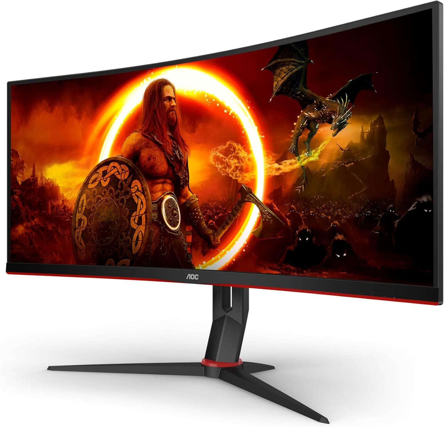 AOC Gaming CU34G2XP, monitor curvo WQHD de 34 polegadas, VA, 180 Hz, 1 ms GtG, HDR400, modo de jogo, altifalantes, ajustável (1500R, 3440 x 1440, 400 cd/m HDMI 2.0/DP 1.440 )