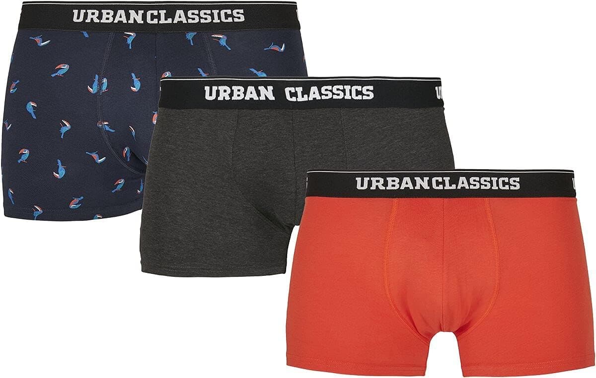 Urban Classics Boxer para homem, conjunto de 3 boxers para homem, de algodão macio, elástico na cintura, disponíveis em vários conjuntos de cores e estampados, tamanhos S - 5XL