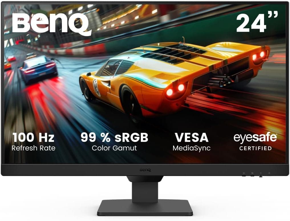 BenQ GW2490E 24 polegadas Gaming Monitor, 100 Hz, 1920 x 1080p, IPS, cuidado com óculos, Flicker-Free, Low Blue Light Plus, certificado TÜV Rheinland, HDMI, DisplayPort