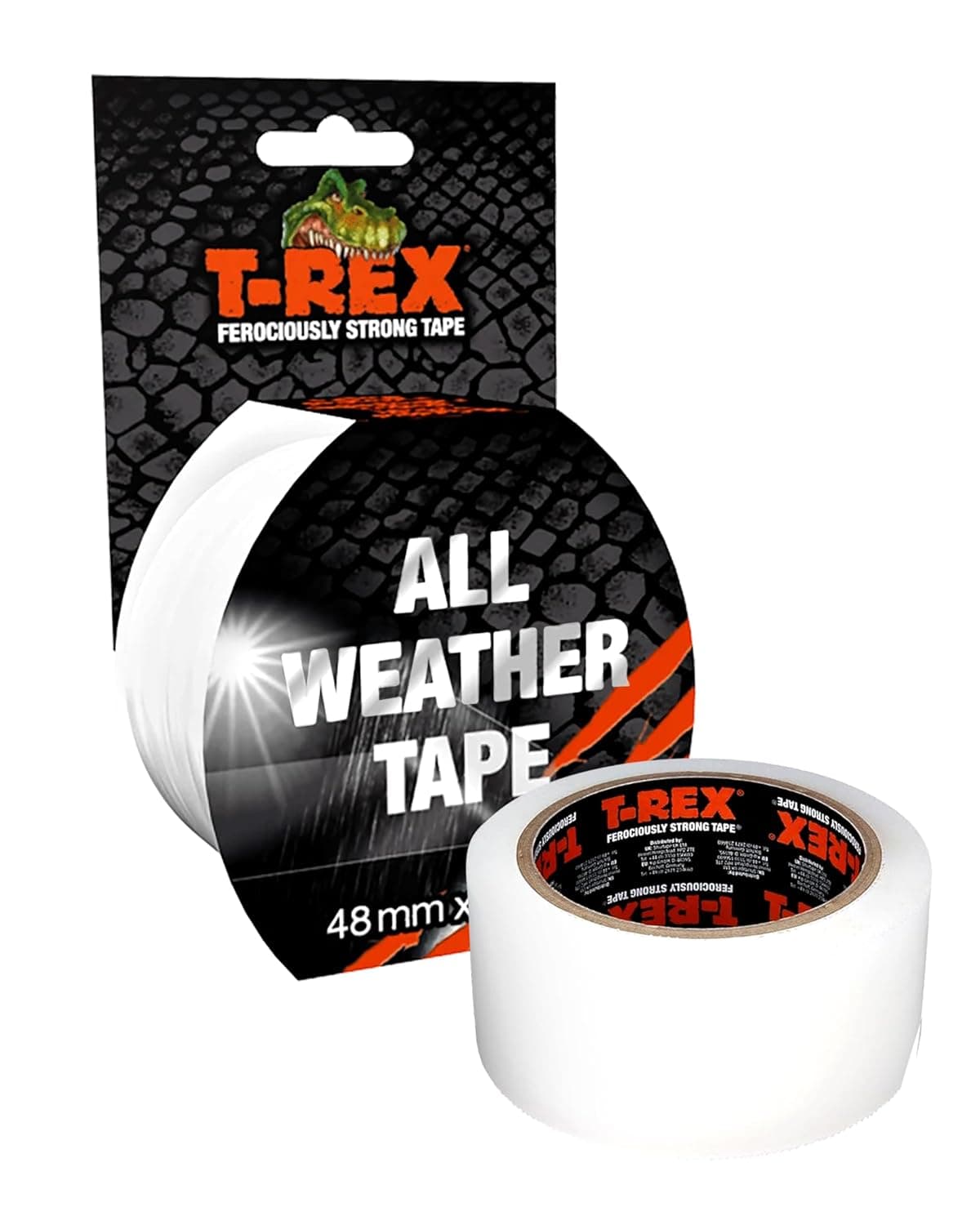 T-Rex All Weather Tape | Fita reparadora extra forte e impermeável para interior e exterior, transparente 48 mm x 25 m