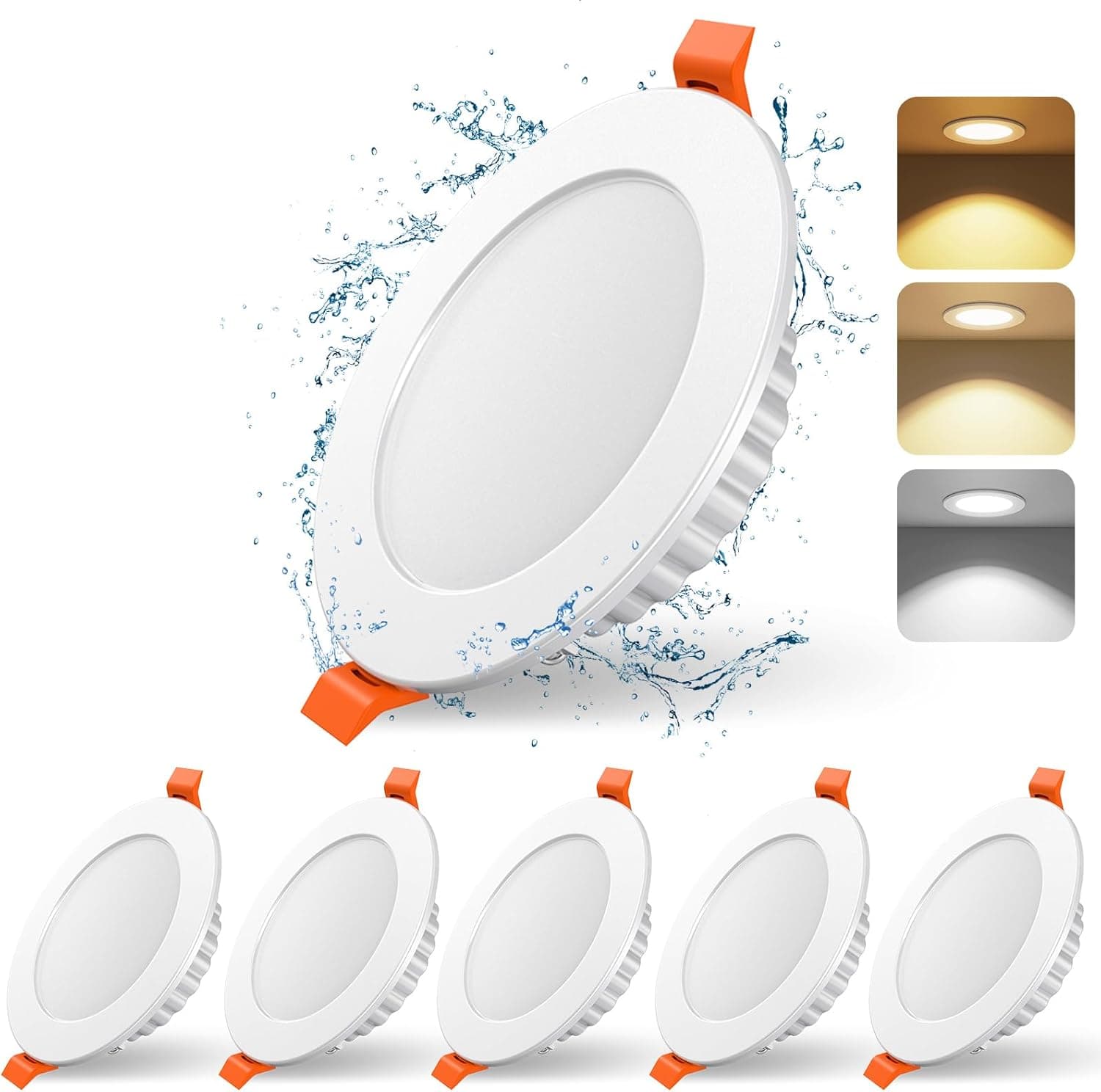 Holofotes de teto internos Gizmify LED, luminária embutida de teto LED 7W 700LM, luminária embutida LED com 2700K/4100K/6500K 3 cores opcionais, Ф75-95mm, AC 230V, vigias LED, pacote com 6 