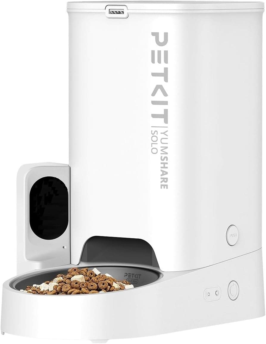 PETKIT Alimentador de gato automático com câmera, HD 1080P, função AI, áudio bidirecional, dispensador de comida para gatos/cães, 2,4 G WiFi, controlo de aplicativo, tigela de aço inoxidável