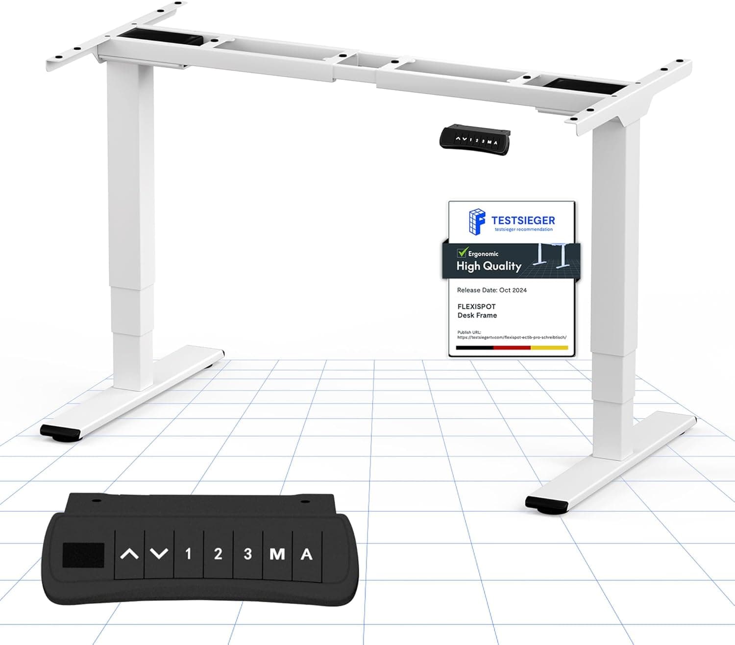FLEXISPOT EC5W Mesa sentada em pé elétrica com 3 colunas, 2 motores, moldura de mesa de pé ajustável em altura, painel de controlo com funções de memória, capacidade de carga 100 kg, cor