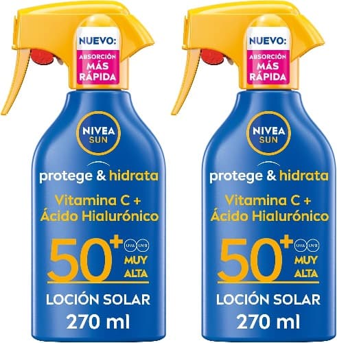 NIVEA SUN Protege & Hidrata - spray solar FP50 - protetor solar corporal - proteção UV / UVB muito alta - resistente à água - hidratação 48h - todos os tipos de pele - 270 ml
