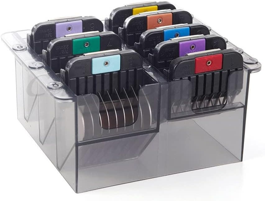 Wahl | Conjunto de pentes metálicos codificados por cor para máquinas de cortar cabelo, 8 unidades entre 3 e 25 mm