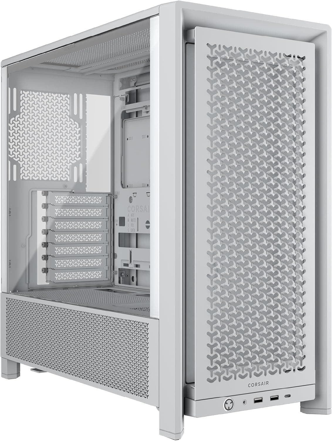 Corsair 4000D | Caixa modular ATX mid tower para PC com alto fluxo de ar e montagem InfiniRail em branco