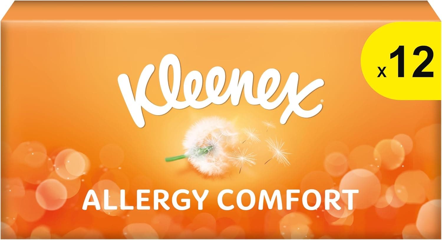 Kleenex Caixa Allergy lenços de papel hipoalergénicos ideais para limpar manchas e olhos lacrimejantes 12 caixas de 56 serviços, total 672 lenços de papel