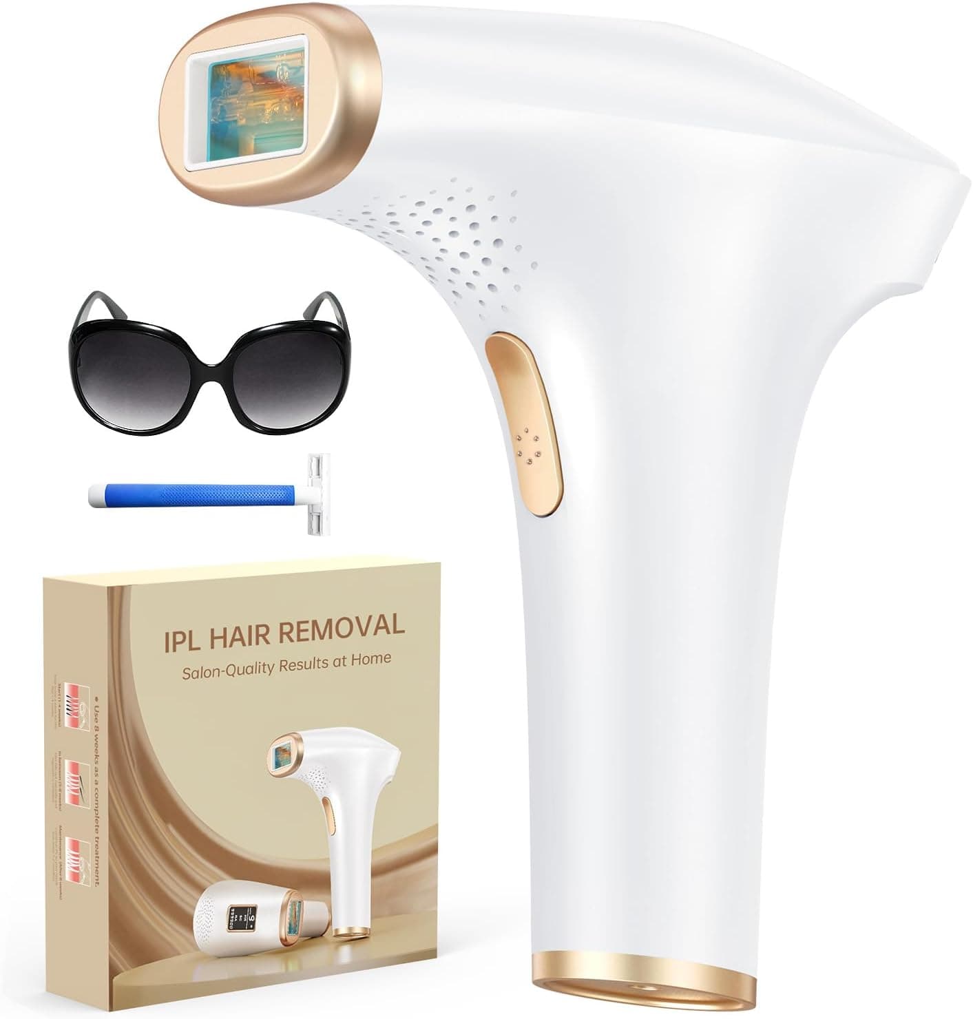 Depiladora a laser IPL sem dor - removedor de luz de pressão 3 funções avançadas (HR/SC/RA), depilação a laser de 9 níveis de energia para mulheres e homens, ideal para rosto, biquíni e corpo
