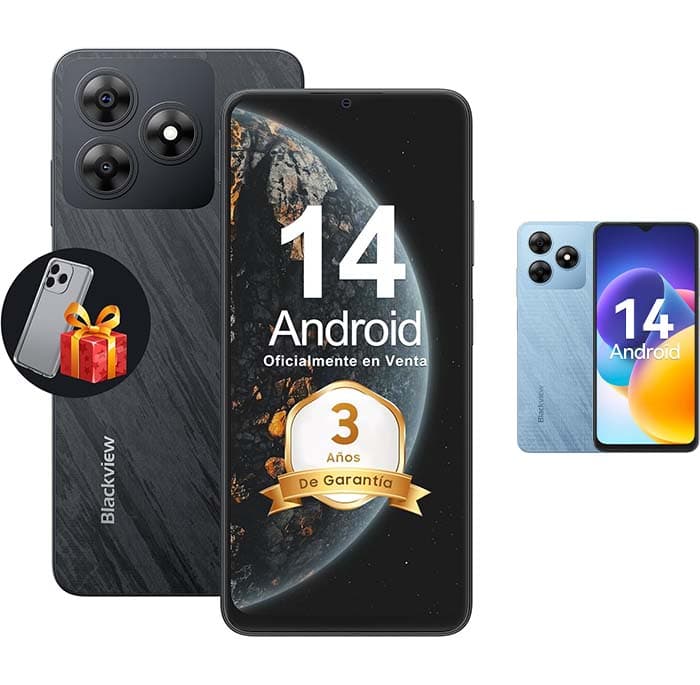 Blackview 2025 Wave 8C Mobile Android 14 6GB+64GB/2TB, 6.56" HD+, Carregador rápido de 10W, Smartphone 13MP+8MP/4G Dual SIM/8-Core/Face ID/OTG/GPS/Capa para celular / 3 anos de garantia