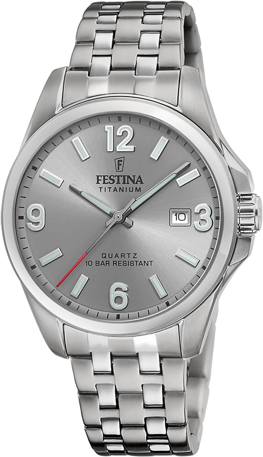 Festina F20696/2 | Relógio de pulso em titânio prateado com bracelete cinzenta para homem