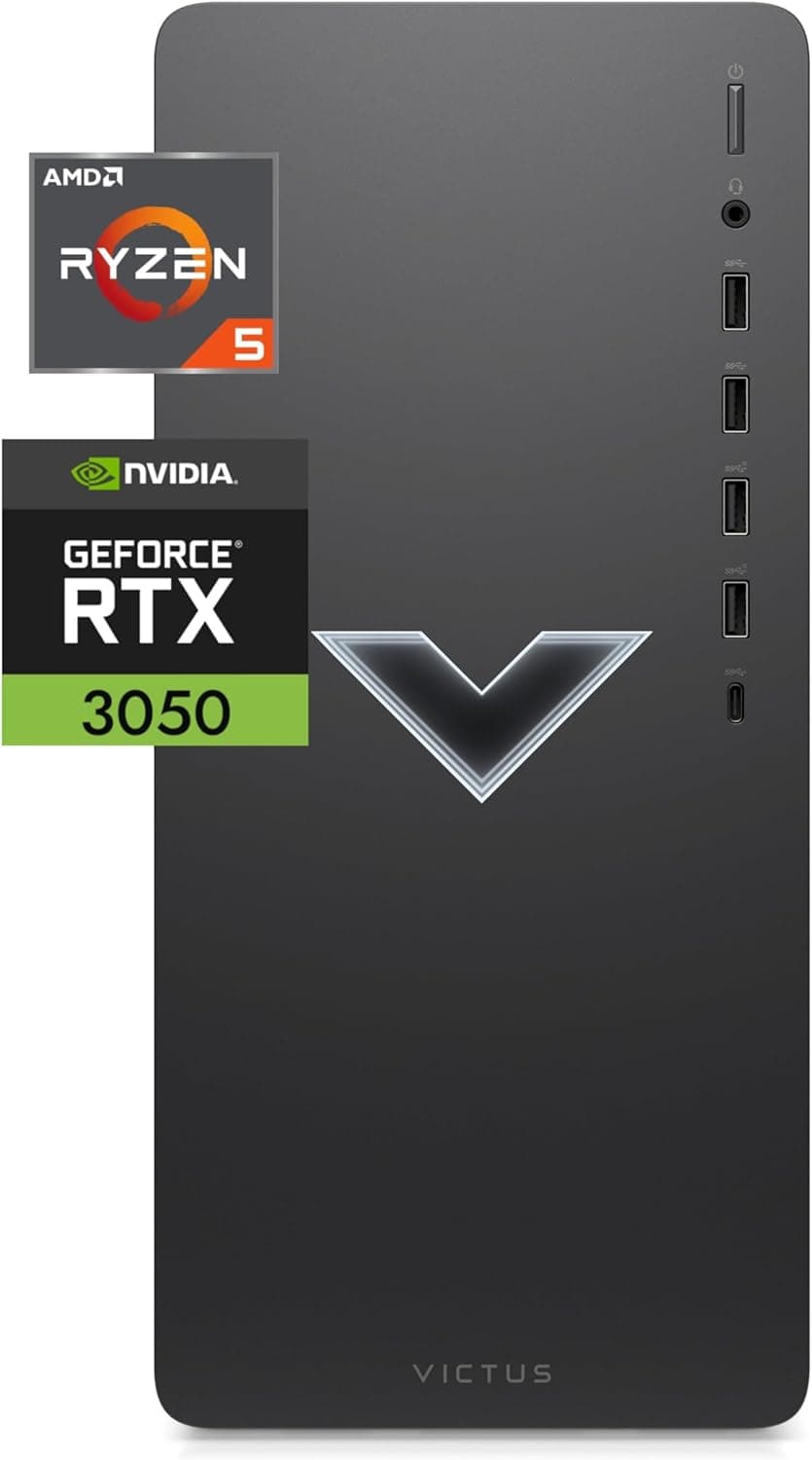HP Victus 15L TG02-0011ss Desktop - computador de mesa Gaming (processador AMD Ryzen 5 5600G, 16 GB RAM, 512 GB SSD, NVIDIA GeForce RTX 3050 Graphics, Tower PC, FreeDOSOS. ) Cor prateada. Mica
