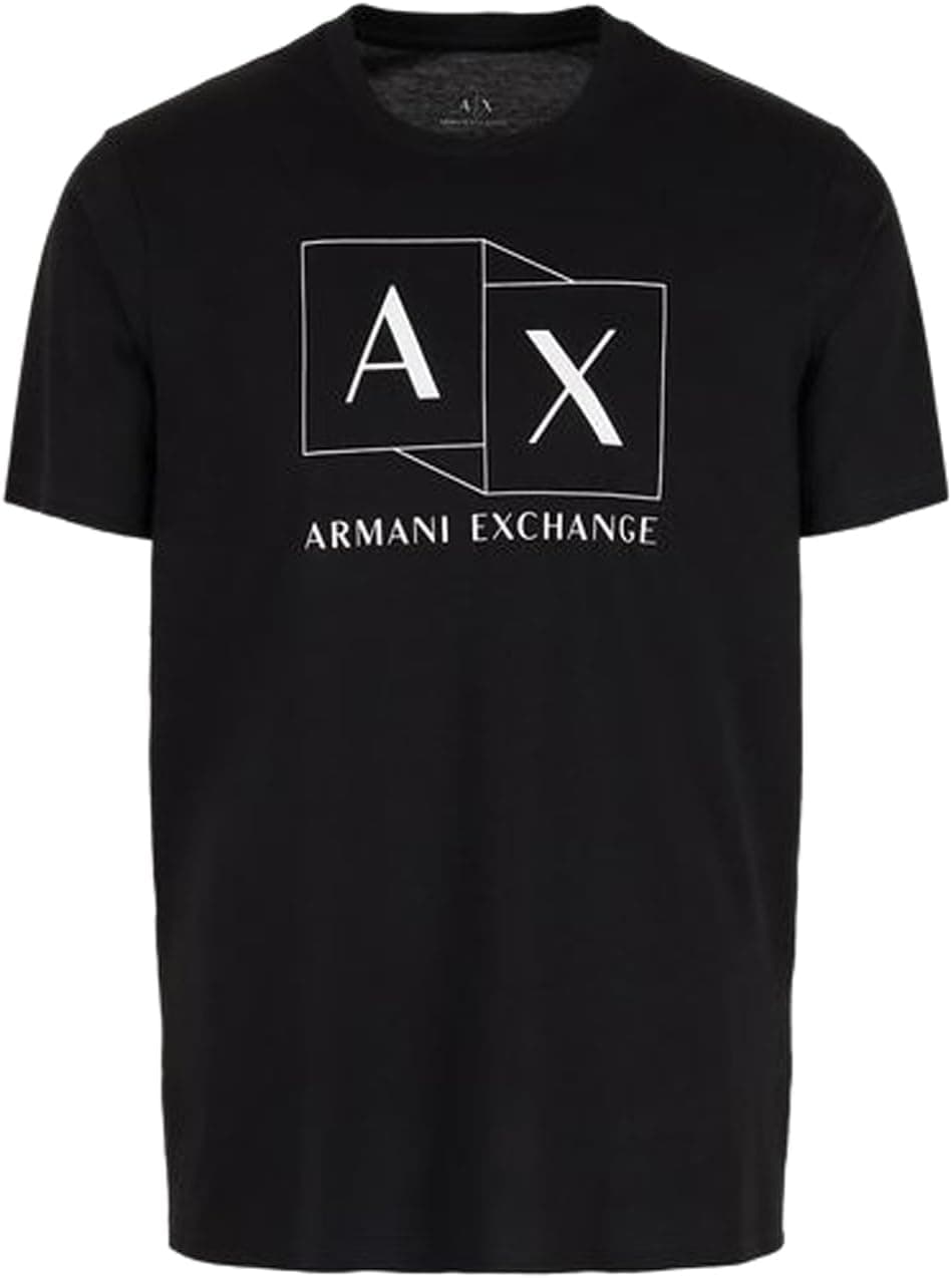 Armani Exchange Slim Fit Mercerized Cotton Jersey AX Box Logo T-shirt para homem
