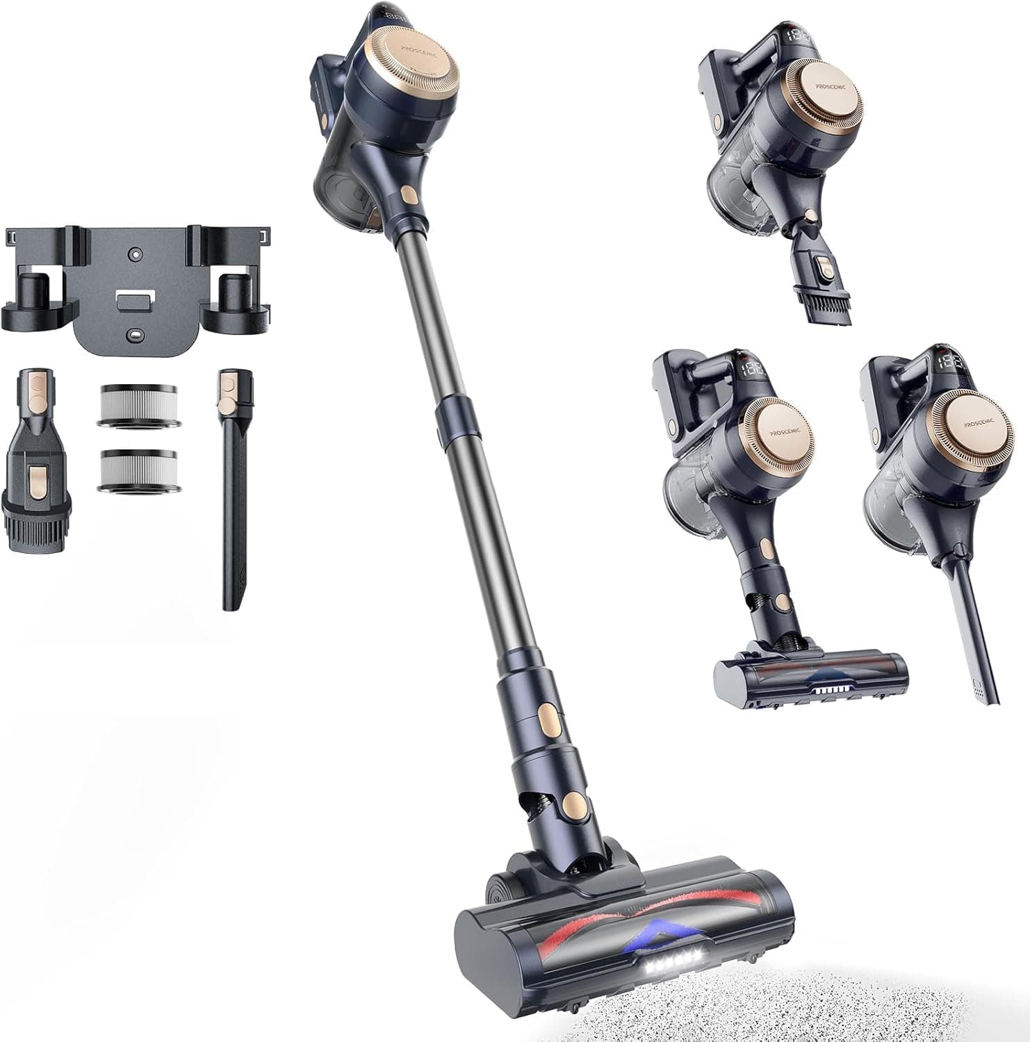 Proscenic P11 Lite Aspirador sem cabo, 40 Kpa/450 W, 50 min, escova anti-enredos com LED, tubo telescópico, bateria removível, para pêlos de animal de estimação, tapetes e pisos duros