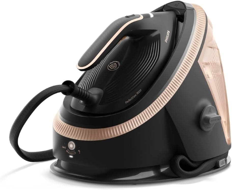 Philips PerfectCare Série 7000 Centro de engomar, golpe a vapor de 650 g, 8,5 bares, sola SteamGlide Elite, vapor automático inteligente (PSG7300/80)