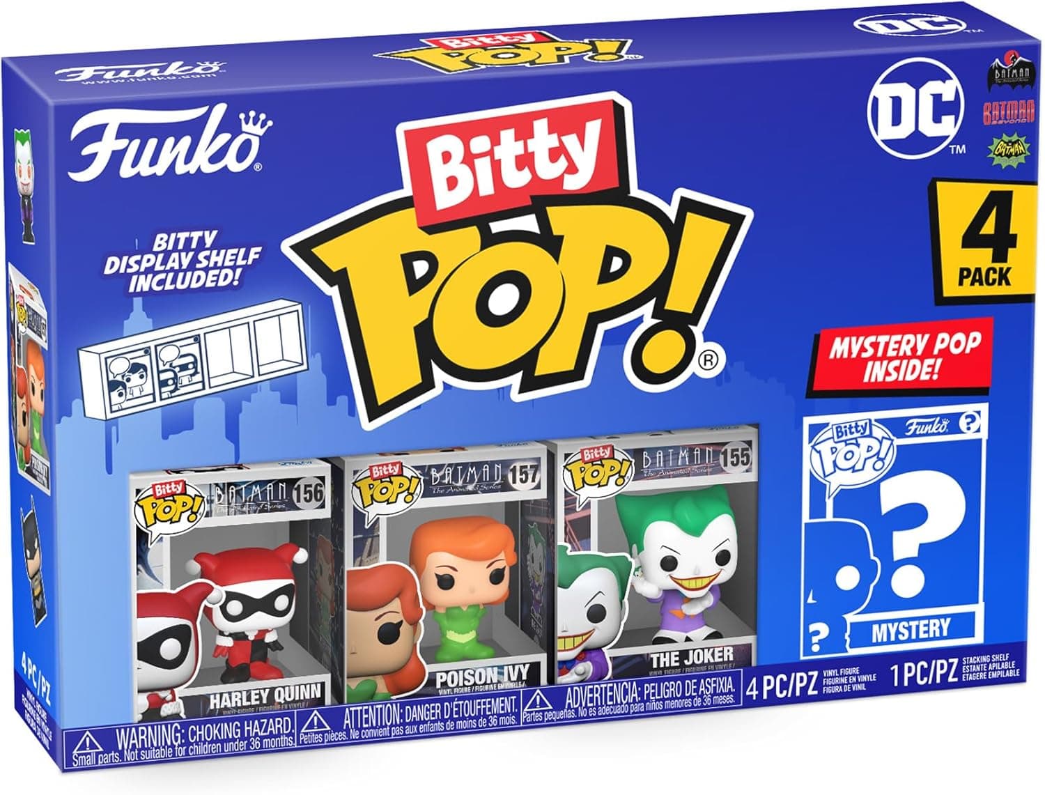 Funko Bitty Pop! DC - Harley Quinn, The Joker, Poison Ivy e uma minifigura misteriosa surpresa de 0,9 polegadas (2,2 cm) - DC Comics colecionável- Revista empilhável incluída - ideia de presente