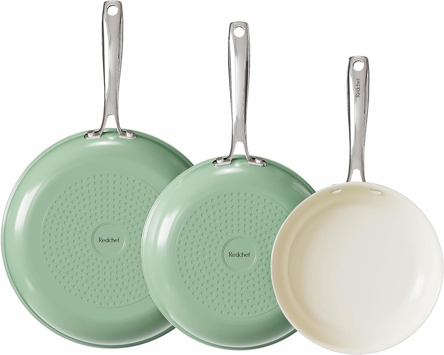 Redchef | Conjunto de frigideiras em cerâmica para indução 20 24 28 cm aptas para todos os fogões e forno