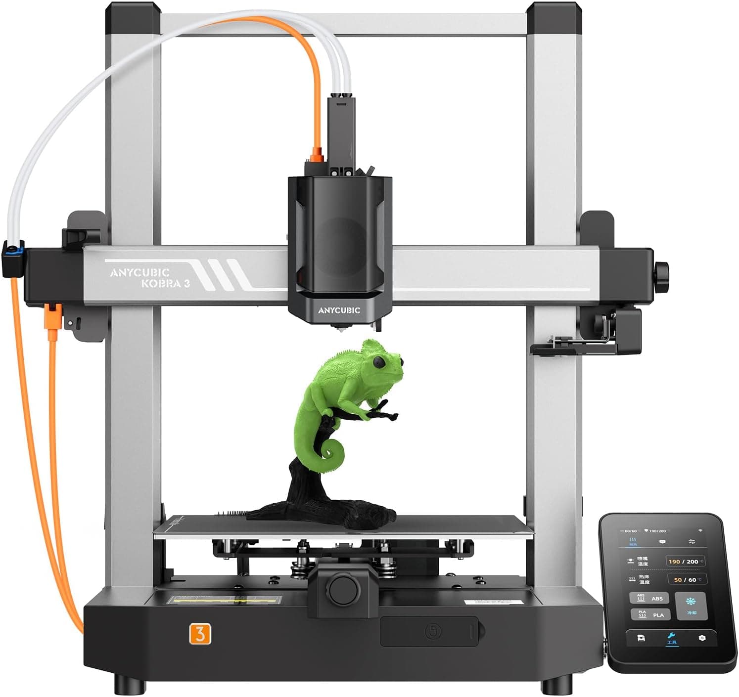 ANYCUBIC Kobra 3 Impressora 3D, impressão multicolorida inteligente via Ace Pro, 600 mm/s impressoras 3D FDM de alta velocidade, sincronização RFID, grande volume de impressão 250  250  260 mm