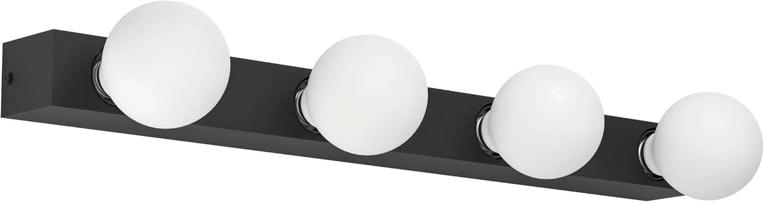 Eglo Aplique guanal para interior, candil alongado de 4 luzes, iluminação de parede de alumínio e aço em preto, luz sobre espelho, casquilho E27
