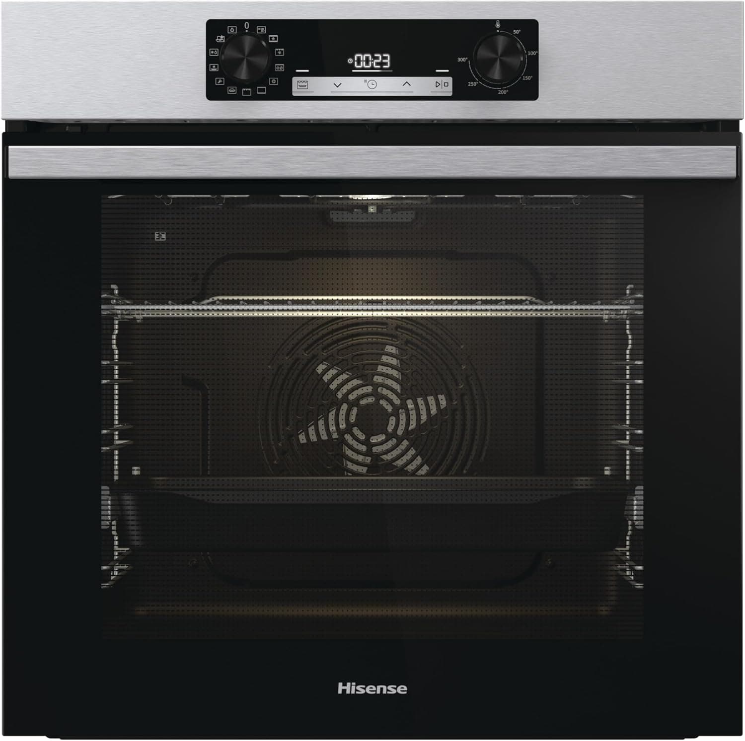Hisense BI64EPXESOL - Forno pirolítico a vapor, Even Bake 77L, fritadeira de ar, cozimento congelado, aquecimento rápido, cozimento simultâneo x 5, modo Grill/pizza, fecho suave, Inox 