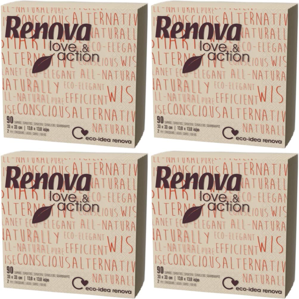 Renova Guardanapos de papel Love & Action - 90 guardanapos eco tamanho padrão