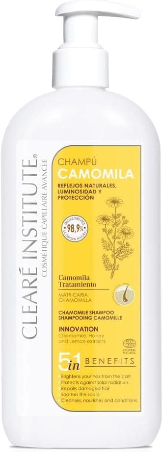 Clearé Institute - Champô CamSJFS natural, sem sulfatos SLS, SLES, silicone, claro. Reflexões dourados, crianças e adultos, 98% ingredientes naturais, 400 ml