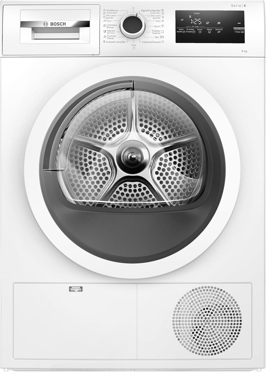 Bosch Secador com bomba de calor, 60 cm, 8 kg, série 4, AutoDry, branco, WTR85V92ES 