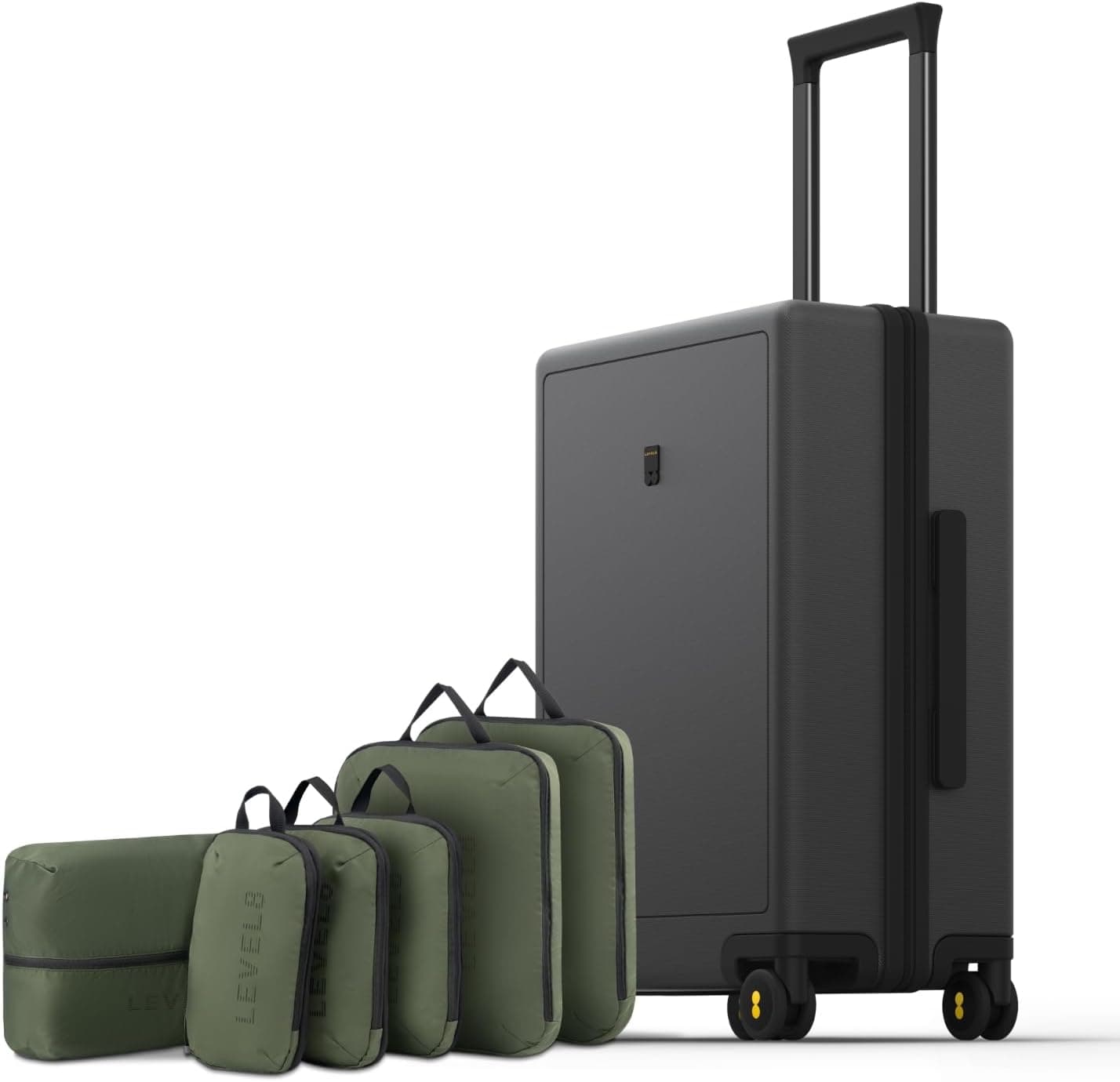 LEVEL8 Mala de cabine elegante micro diamante textura design 100% PC malas de viagem Trolley rígida bagagem de mão com 4 rodas duplas giratórias e fechadura TSA, cinzento