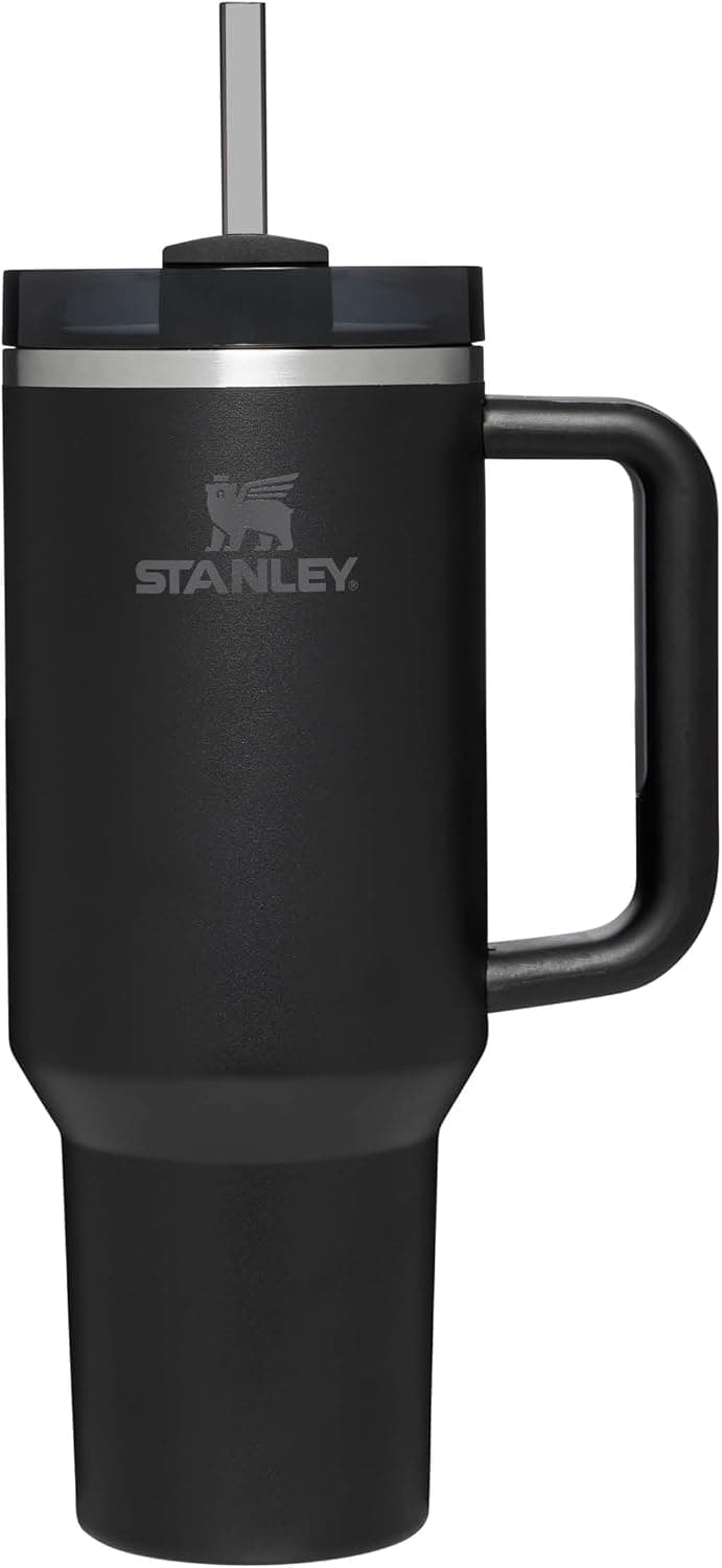 Stanley Quencher H2.0 FlowState Tumbler 1,2 L Garrafa de água de aço inoxidável, copo térmico, sem BPA, preto e tom