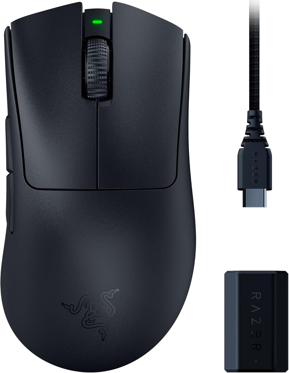 Razer DeathAdder V3 Pro HyperPolling Wireless Dongle - rato para desportos ultra-leves com uma magnífica taxa de sondagem sem fios de 8K Hz (63 g, sensor ótico Focus Pro de 30 k PPP) preto