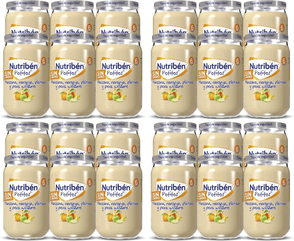 Nutribén Pequenos de maçã, laranja, prata e pêra Williams, desde os meses, pack 6 x 235 g