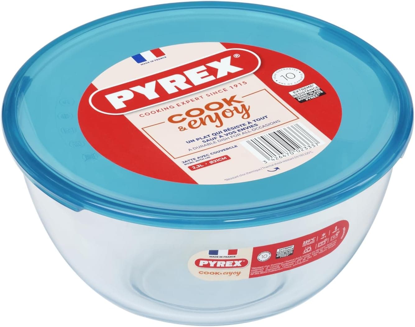 Pyrex Cook&Store | Taça de mistura com tampa amarela 2 L, 21 cm