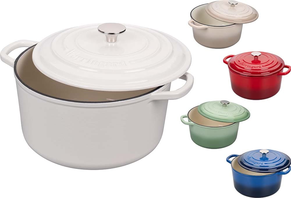 VORRINGARD Panela holandesa de ferro fundido esmaltado com tampa, para assar pão de massa mãe, cor branca