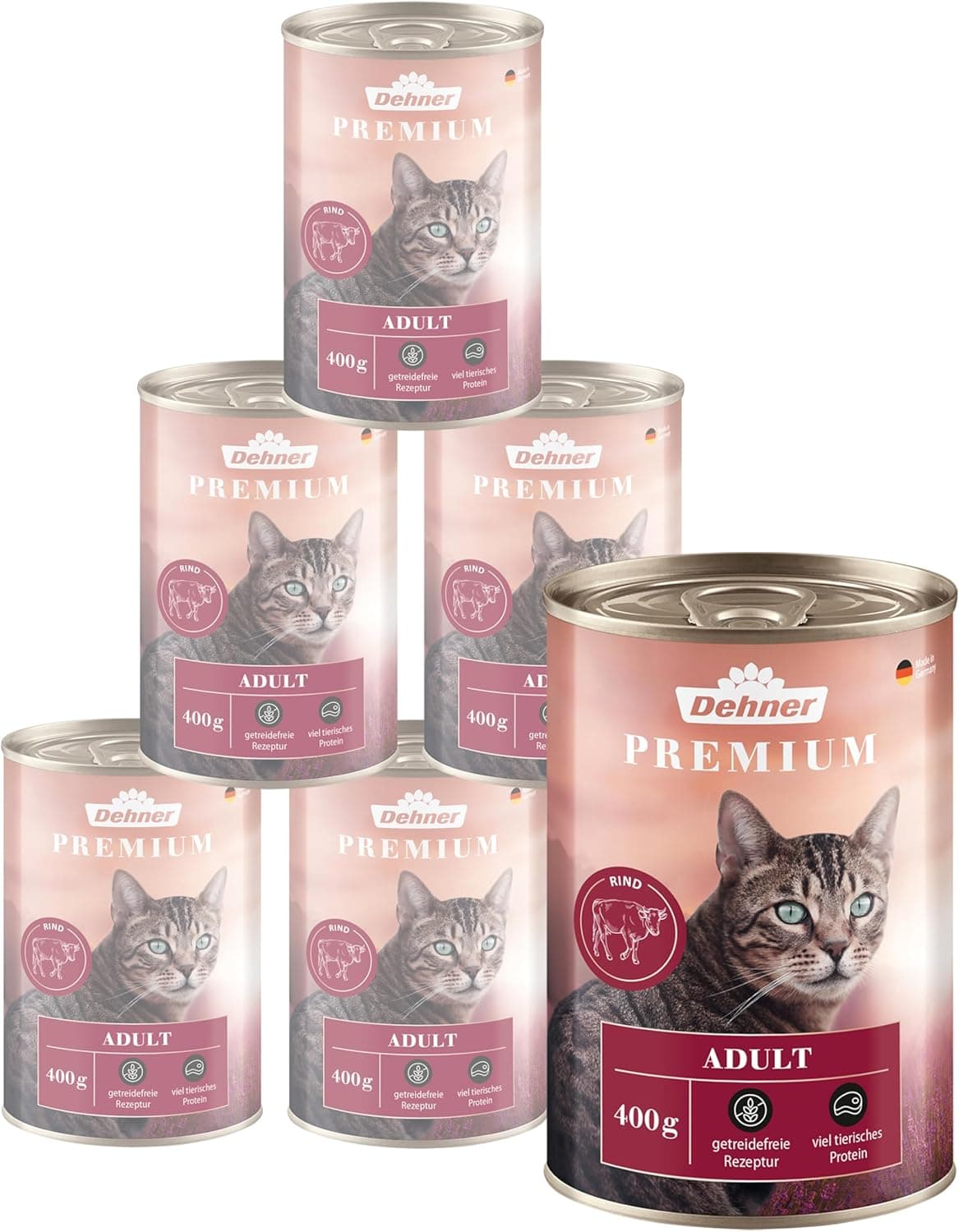 Dehner Comida premium para gatos para adultos, 6 x 400 g (2,4 kg)