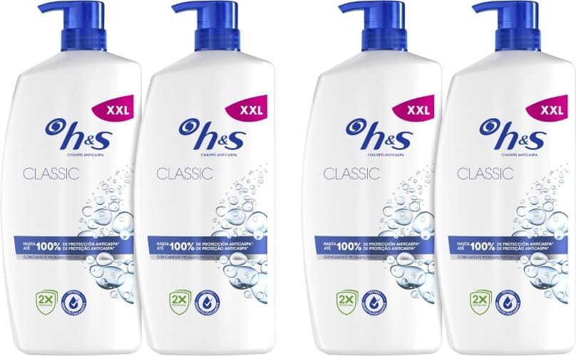 H&S Classic | Champô anticaspa para uso diário com doseador, 4 x 1000 ml