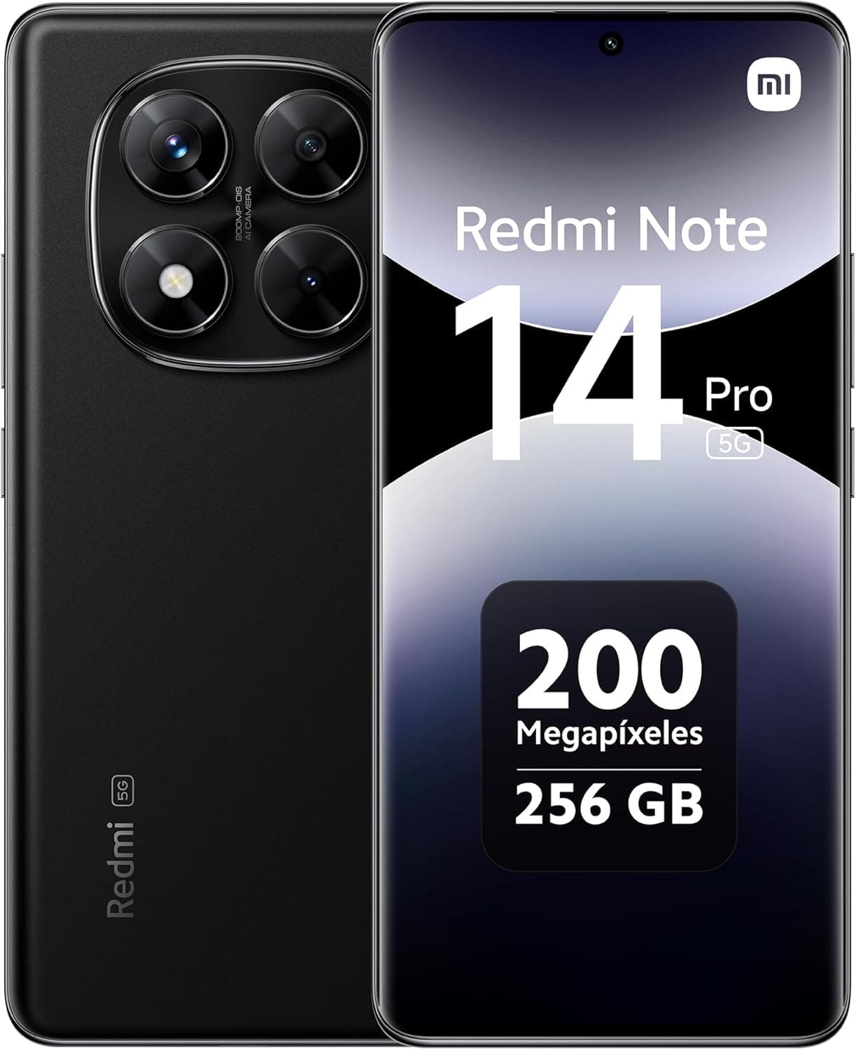 Xiaomi Redmi Note 14 Pro 5G - Smartphone 8+256 GB, Tela AMOLED FHD+ 120 Hz de 6,67", MediaTek Dimensity 7300-Ultra, Câmera principal AI de 200 MP, TurboCharge de 45 W, 5110 mAh, Preto 
