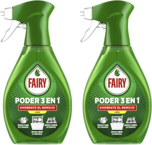 Fairy Poder sem imersão em spray de limão, louça e cozinha, anti-gordura, 500 ml x 2