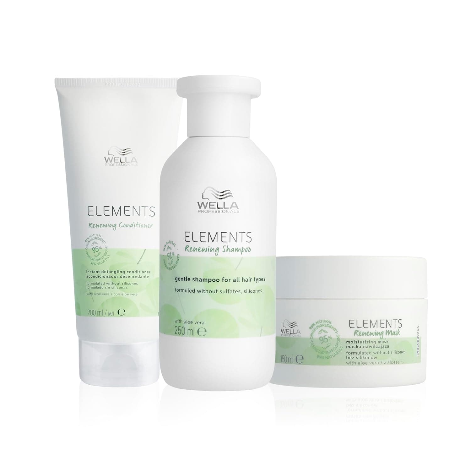 Wella Professionals Pack Elements, cabelo e couro cabeludo saudável, 100% vegano, sem silicone ou sulfatos, champô (250 ml) condicionador (200 ml) máscara (150 ml)